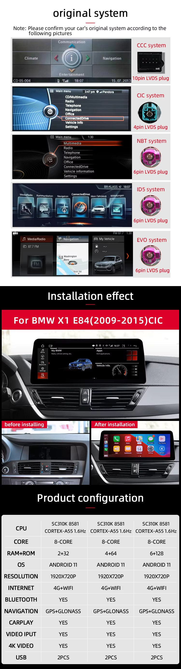 BMW X1 E84 2009 - 2015 12.3'' CIC 
